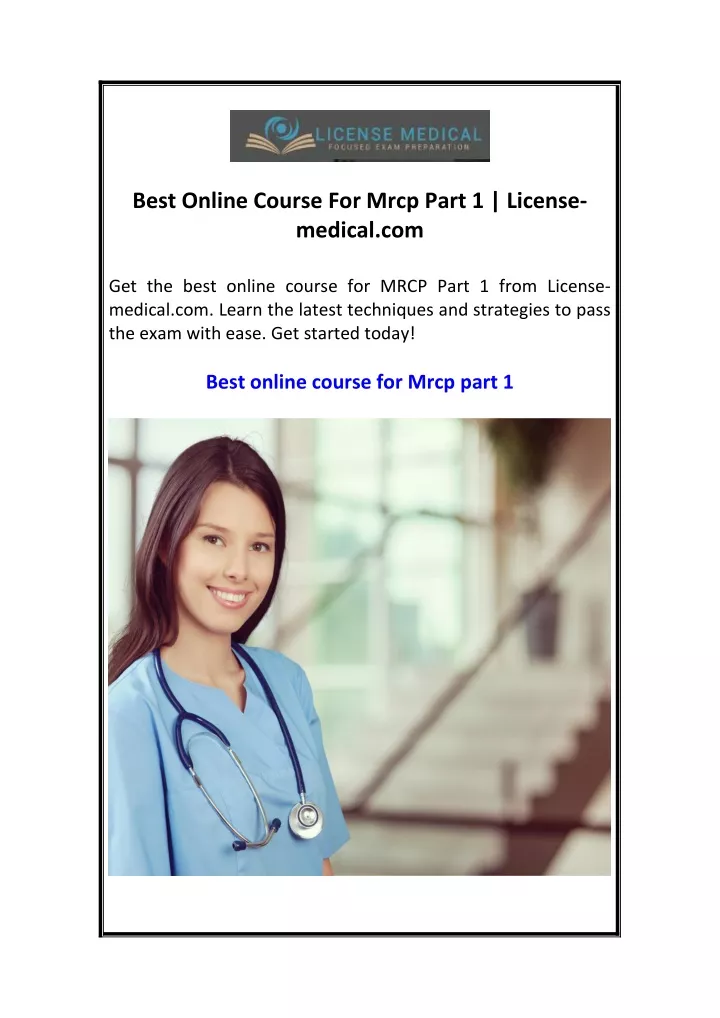 best online course for mrcp part 1 license