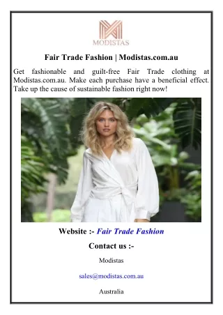 Fair Trade Fashion  Modistas.com.au
