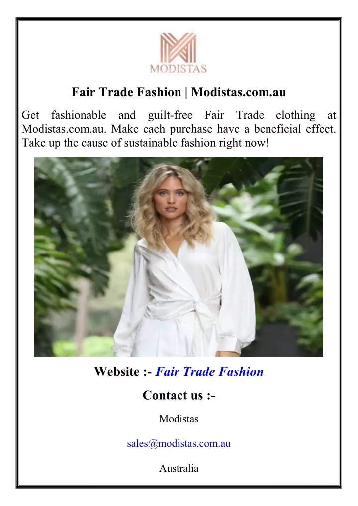 fair trade fashion modistas com au