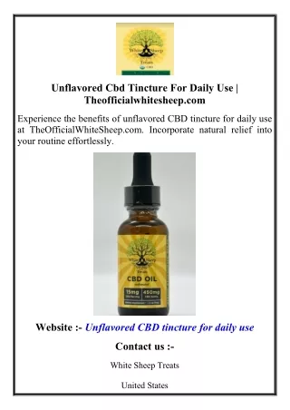 Unflavored Cbd Tincture For Daily Use  Theofficialwhitesheep.com