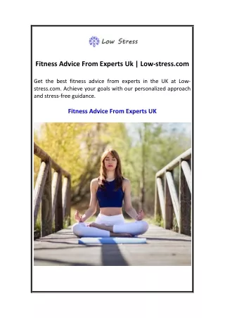 Fitness Advice From Experts Uk  Low-stress.com