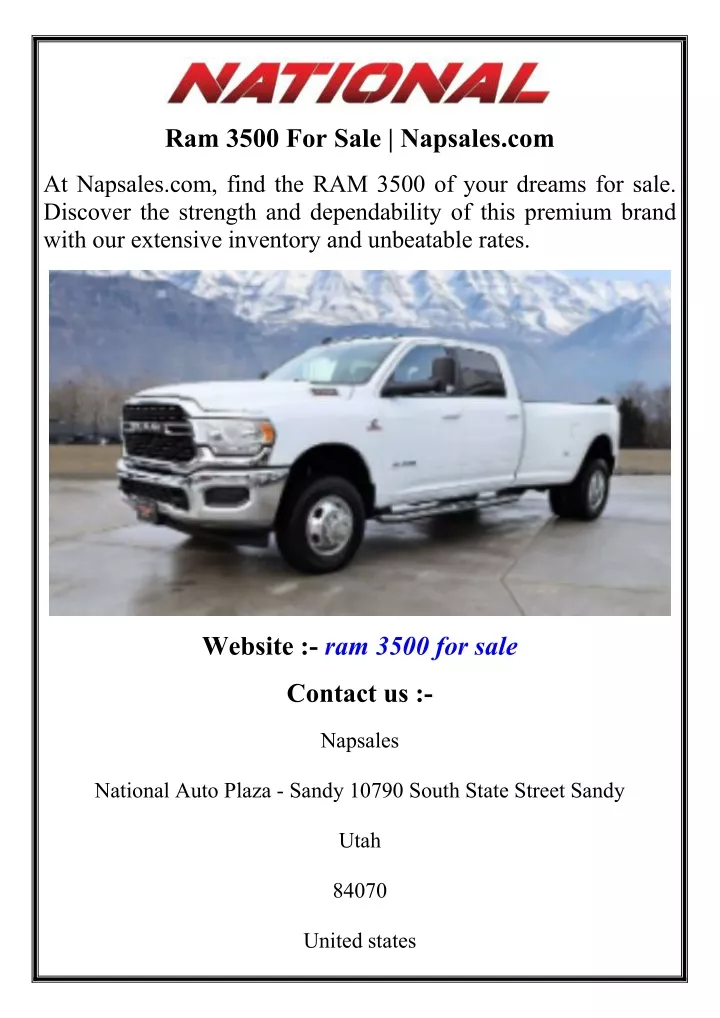 ram 3500 for sale napsales com