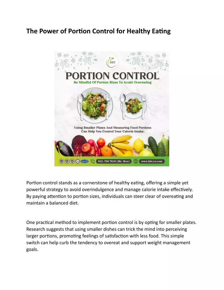 the power of portion control for healthy eating