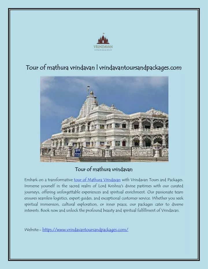 tour of mathura vrindavan