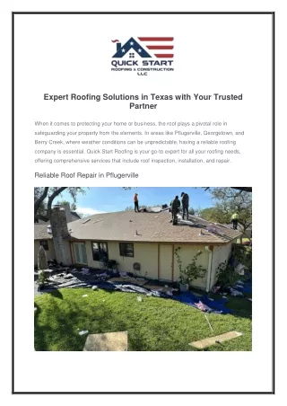 Expert Roofing Solutions in Texas with Your Trusted Partner