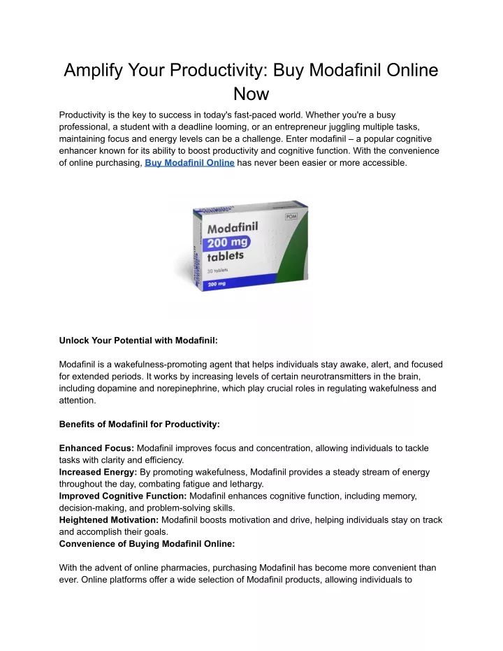 amplify your productivity buy modafinil online now