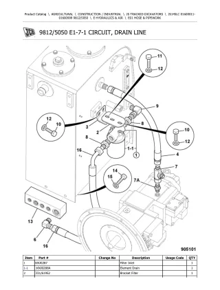 JCB JS145LC TRACKED EXCAVATOR Parts Catalogue Manual (Serial Number  01600011-01600999)