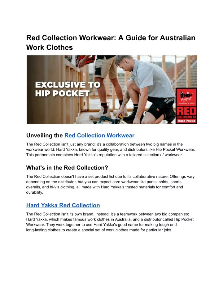 red collection workwear a guide for australian