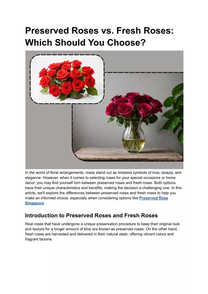 preserved roses vs fresh roses which should