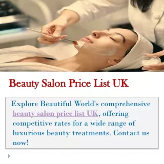 Beauty Salon Price List UK