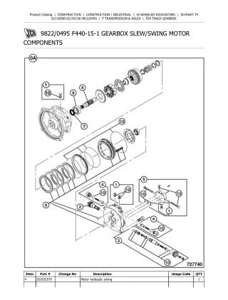 JCB JS145WT T4 Wheeled Excavator Parts Catalogue Manual (Serial Number 02142858-02143158)