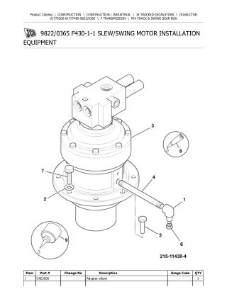 JCB JS160LC TAB TRACKED EXCAVATOR Parts Catalogue Manual (Serial Number 01776500-01777499)