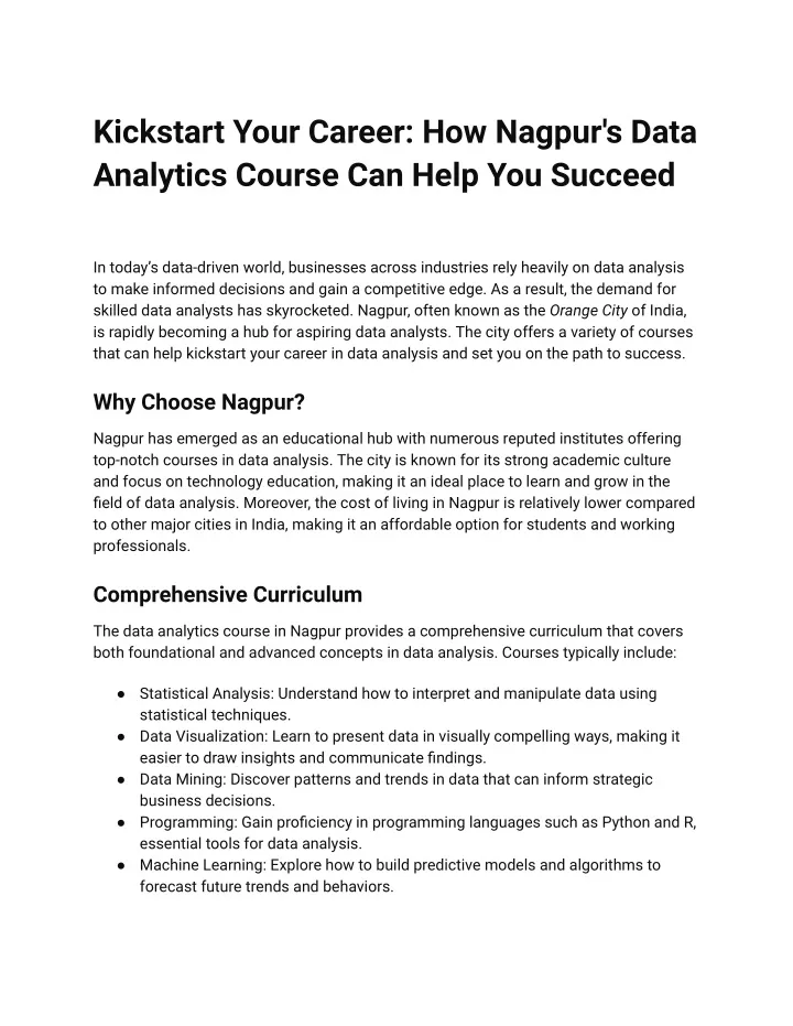 kickstart your career how nagpur s data analytics