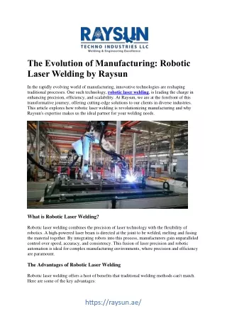 TIG Robotic Laser Welding