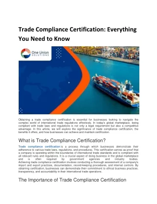 Trade Compliance Certification: Everything You Need to Know