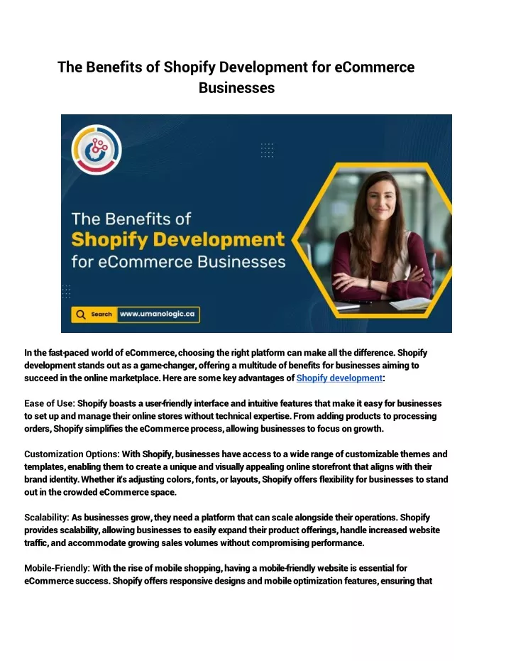 the benefits of shopify development for ecommerce