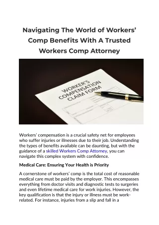 Navigating The World of Workers’ Comp Benefits With A Trusted Workers Comp Attorney