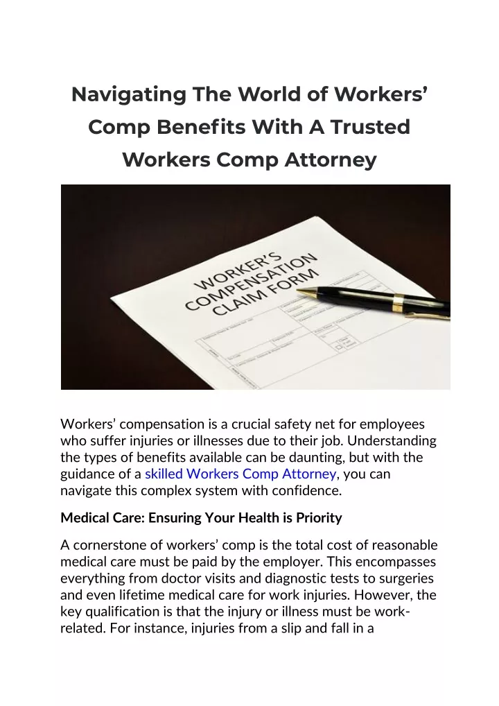 navigating the world of workers comp benefits