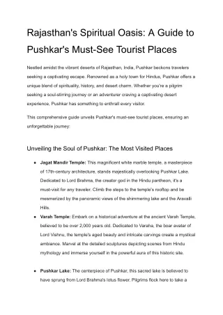 Rajasthan's Spiritual Oasis_ A Guide to Pushkar's Must-See Tourist Places