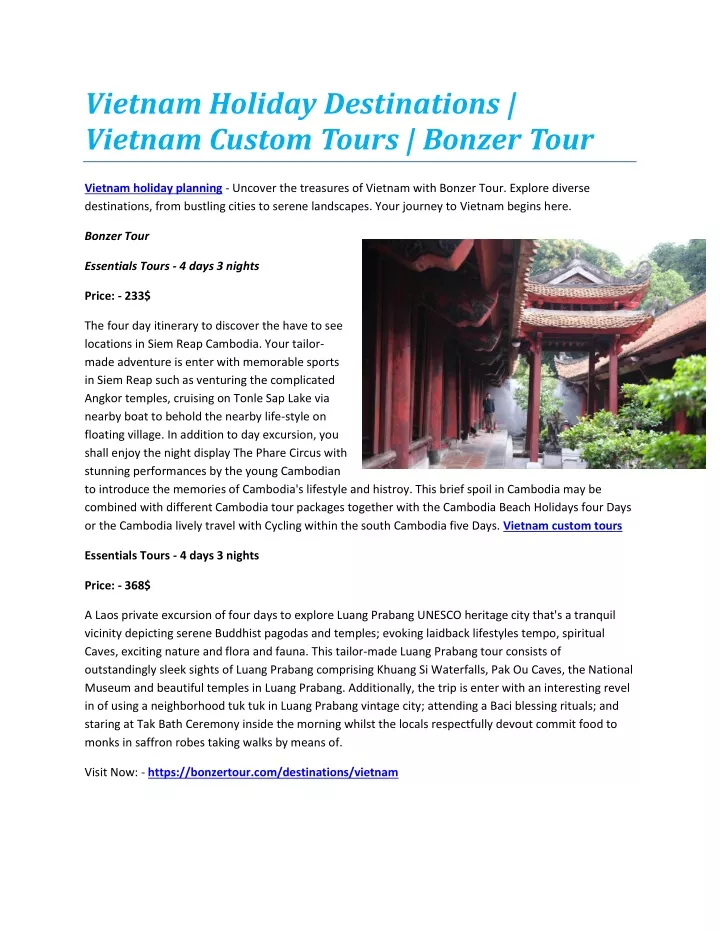 vietnam holiday destinations vietnam custom tours