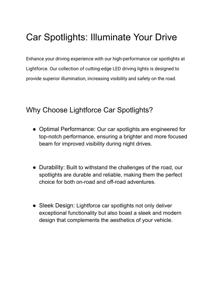 car spotlights illuminate your drive