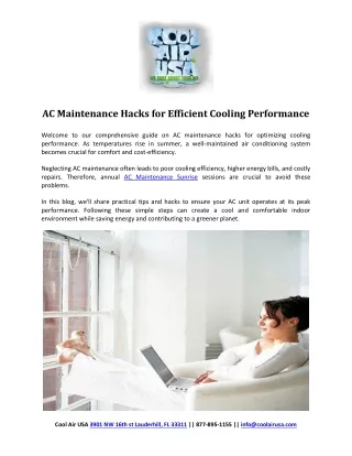 AC Maintenance Hacks for Efficient Cooling Performance