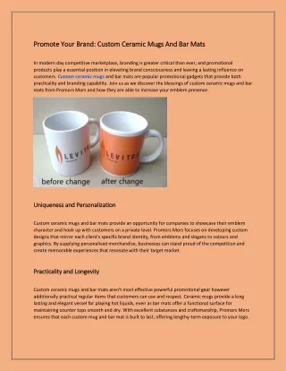 Promote Your Brand: Custom Ceramic Mugs And Bar Mats