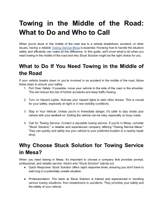 Towing in the Middle of the Road_ What to Do and Who to Call