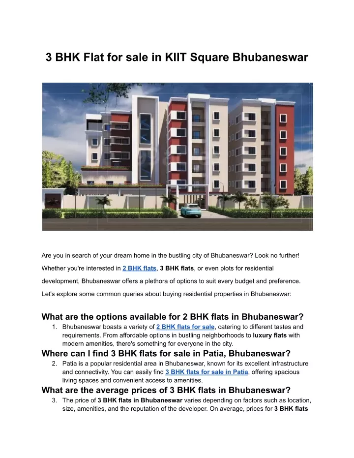 3 bhk flat for sale in kiit square bhubaneswar