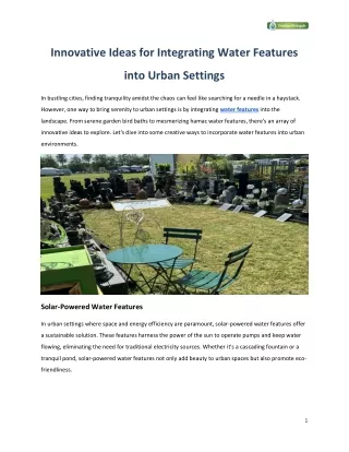 Innovative Ideas for Integrating Water Features into Urban Settings