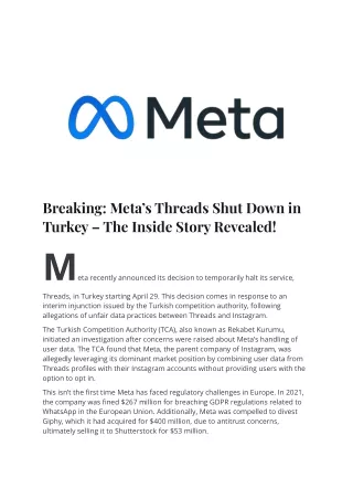 Breaking Meta’s Threads Shut Down in Turkey – The Inside Story Revealed!