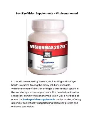 Best Eye Vision Supplements - Vitaleenanomed