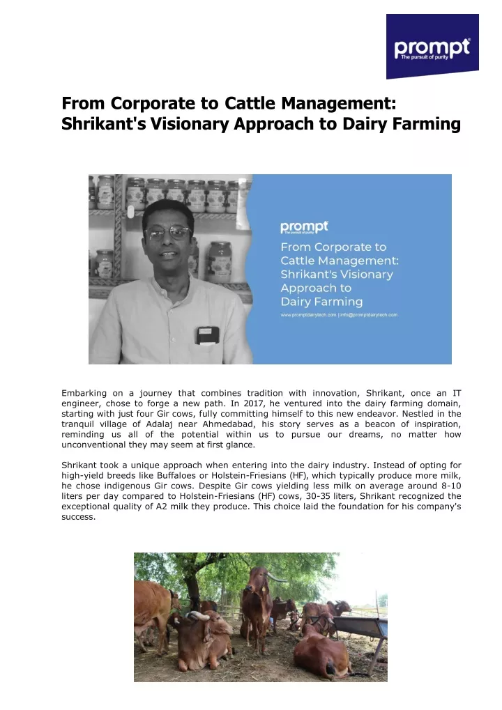 from corporate to cattle management shrikant