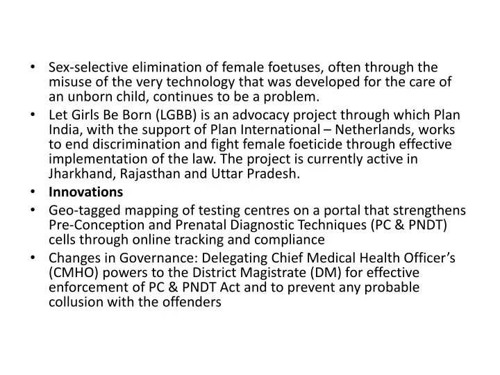 sex selective elimination of female foetuses