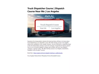 Truck Dispatcher Course Los Angeles