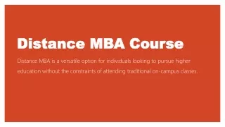Distance MBA Courses