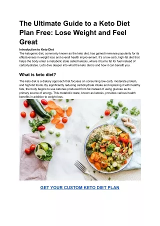 The Ultimate Guide to a Keto Diet Plan Free: Lose Weight and Feel Great