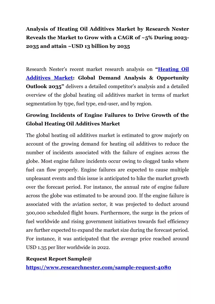 analysis of heating oil additives market