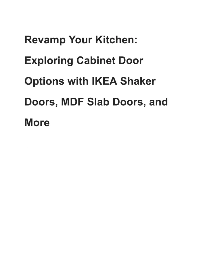 revamp your kitchen