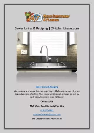 Sewer Lining & Repiping | 247plumbingaz.com