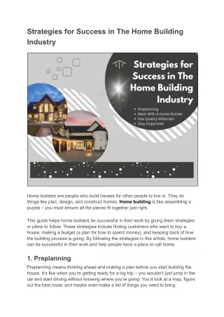 Home Building Mastery Strategies for Achieving Success in the Industry