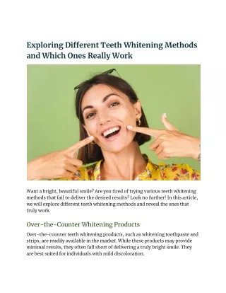Revealing the Best Teeth Whitening Methods That Actually Work