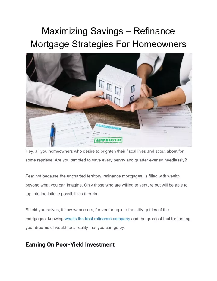 maximizing savings refinance mortgage strategies