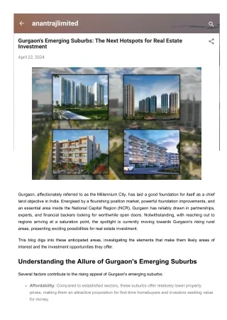 Gurgaon's Emerging Suburbs The Next Hotspots for Real Estate Investment