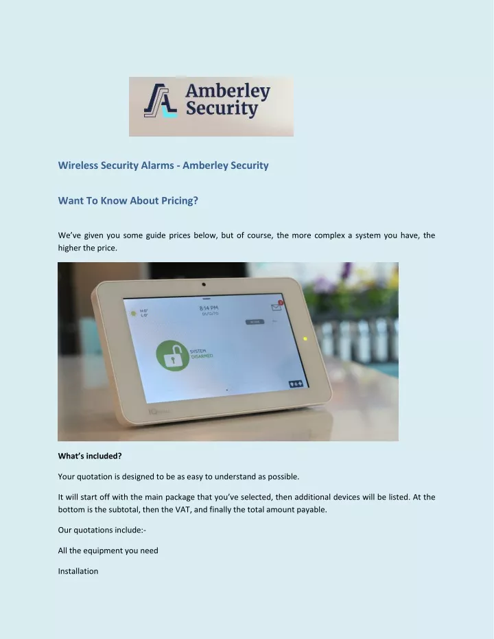 wireless security alarms amberley security
