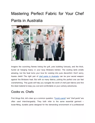 Mastering Perfect Fabric for Your Chef Pants in Australia