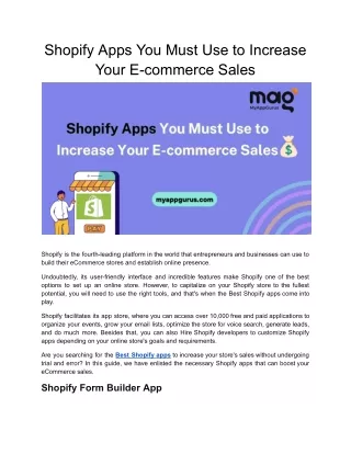 What are the Best Shopify Apps for Boosting E-commerce Sales