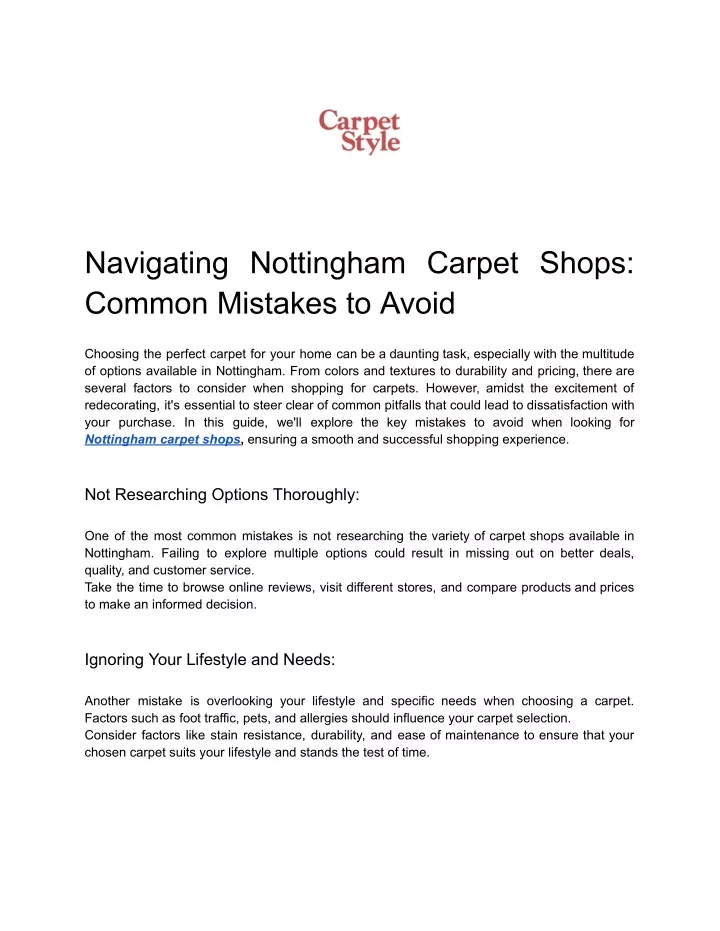 navigating nottingham carpet shops common