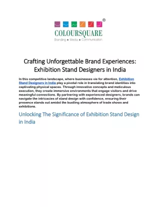 Crafting Unforgettable Brand Experiences: Exhibition Stand Designers in India