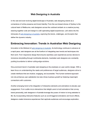 Web Designing in Australia
